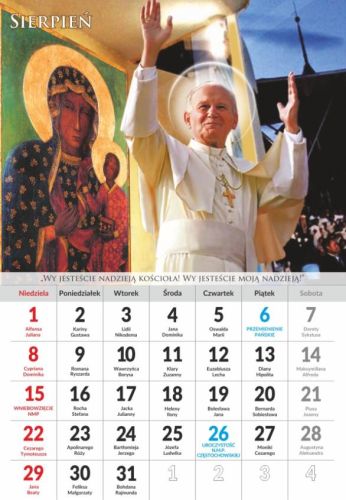 Księgarnia religijna - Kalendarz religijny na 2021 rok z myślami św. Jana Pawła II