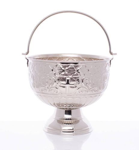 Kociołek naczynie misa na wodę święconą nikiel 20 cm HWF-1036N sklep chrześcijański naczynia liturgiczne.