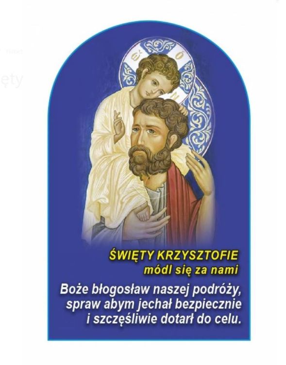 Modlitwa kierowcy do samochodu plakietka ze św. Krzysztofem plastik sklep dewocjonalia
