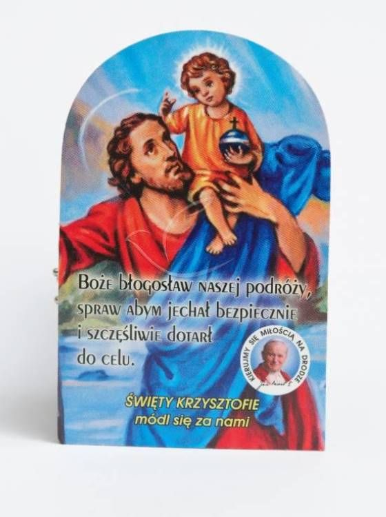 Modlitwa kierowcy do samochodu plakietka ze św. Krzysztofem plastik sklep dewocjonalia