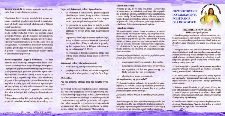 Rachunek sumienia folder "Przygotowanie do sakramentu pojednania dla dorosłych" (25 sztuk) sklep pomoce duszpasterskie