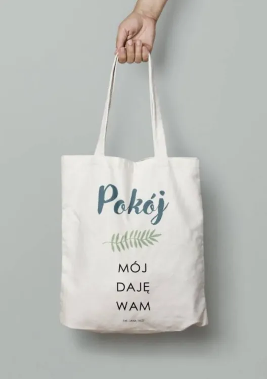 Sklep chrześcijański - Bawełniana torba eco na zakupy "Pokój mój daję wam"