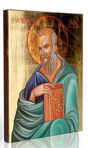Święty Jan Ewangelista - ikona złocona 11,5 x 16 Ikony św. Jana, św. Marka, św. Mateusza. św. Łukasza- największy wybór artykułów sakralnych i dewocjonaliów e-religijne.pl