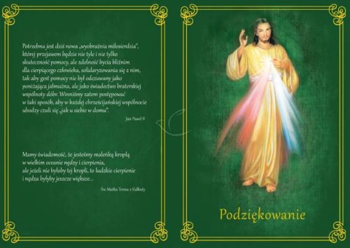 Podziękowanie - okolicznościowy druk składany A5 [10 sztuk] dewocjonalia sklep religijny