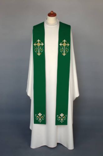 Zielona stuła kapłańska haftowana 4-361-3 sklep szaty liturgiczne