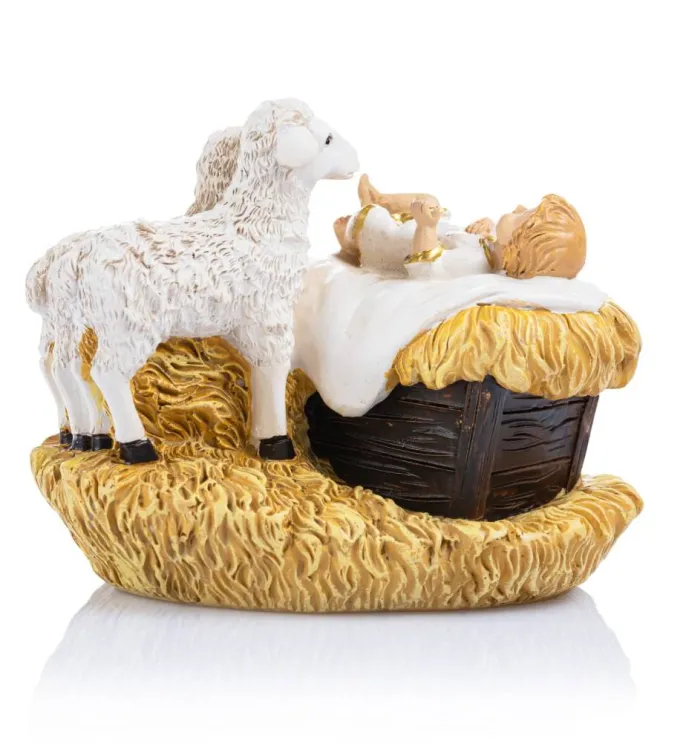 Dewocjonalia - Dzieciątko Jezus z owieczkami - figurka 10 cm HY72206-1A