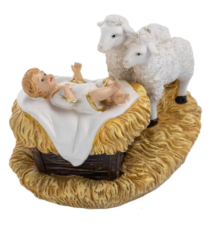 Dewocjonalia - Dzieciątko Jezus z owieczkami - figurka 10 cm HY72206-1A