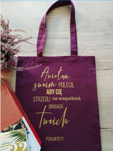 ekologiczna torba na zakupy: Torba bawełniana na zakupy "Aniołom swoim polecił ..."