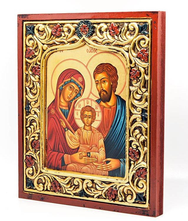 Ikona bizantyjska Świętej Rodziny zdobiona 21 x 25 cm sklep z ikonami