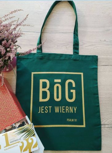Sklep chrześcijański: ewangelizacja na co dzień Torba bawełniana na zakupy "Bóg jest wierny"