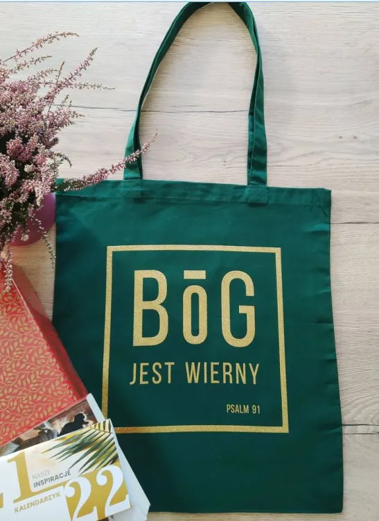 Sklep chrześcijański: ewangelizacja na co dzień Torba bawełniana na zakupy "Bóg jest wierny"
