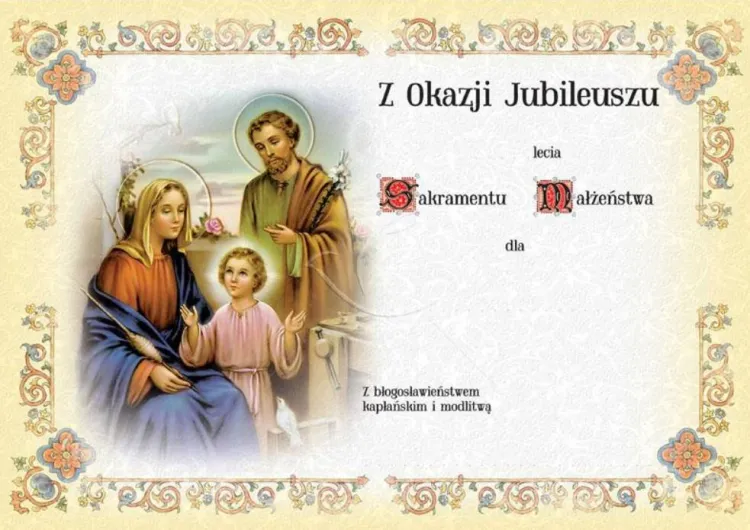 Księgarnia religijna dewocjonalia - Dyplom Pamiątka jubileuszu Sakramentu Małżeństwa A5 [082_046] - 10 sztuk