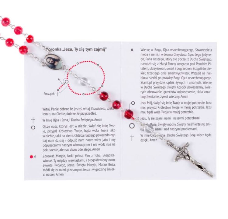 Koronka "Jezu Ty się tym zajmij" z instrukcją modlitwy R1239 sklep z dewocjonaliami