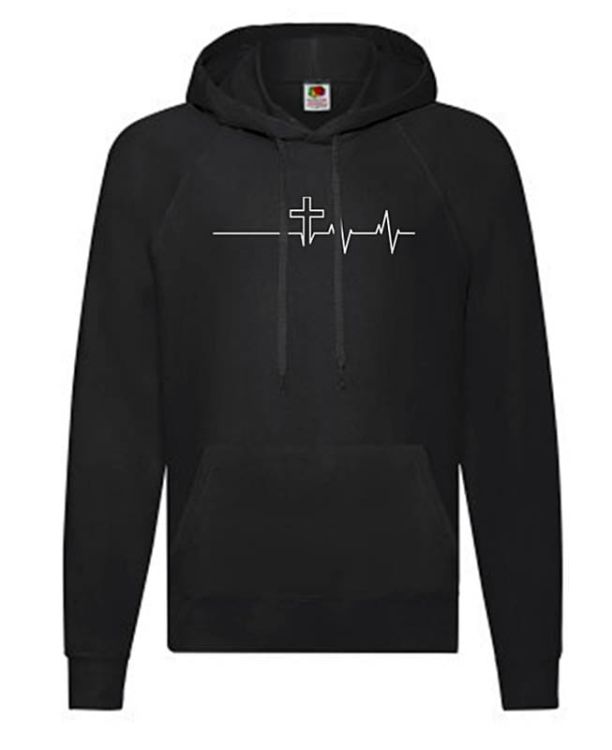 Sklep chrześcijański - Męska bluza religijna z grafiką chrześcijańską - CZARNA