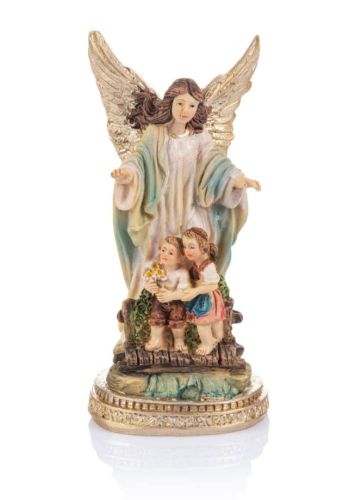 Anioł Stróż z dziećmi figurka do postawienia 13 cm