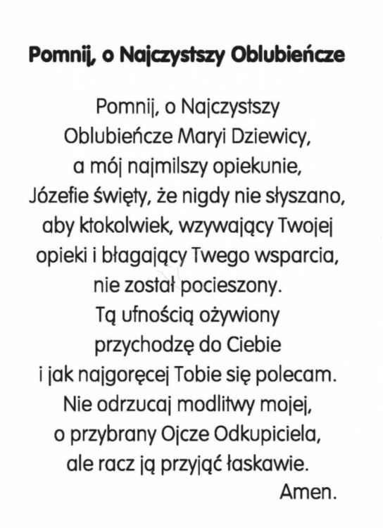 Dewocjonalia sklep: Obrazek ze św. Józefem i modlitwą "Pomnij o ... " 10 x 15 (paczka 50 sztuk) księgarnia