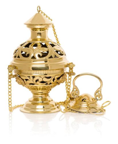 Sklep liturgiczny z dewocjonaliami - Trybularz kadzielnica mosiężna do kościoła - kolor złoty CE-1023