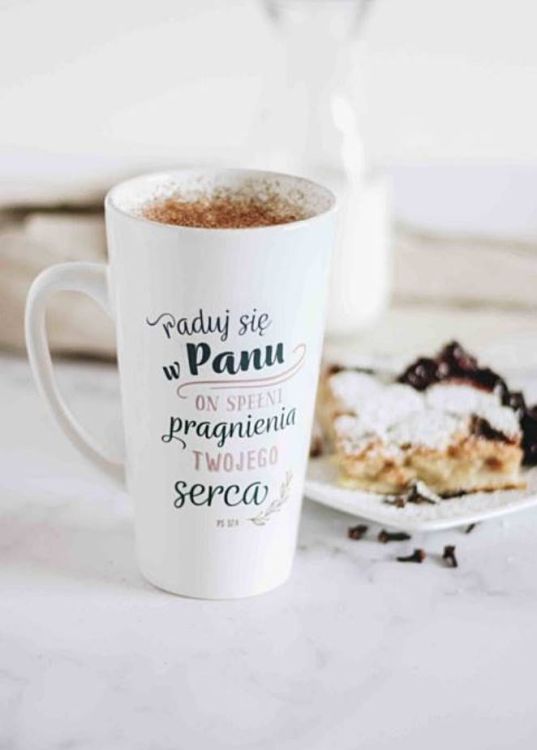 Kubek latte "Raduj się w PANU, ON spełni pragnienia ..." (Ps 37,4) księgarnia religijna