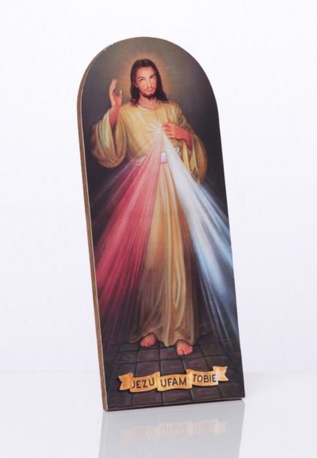 DEWOCJONALIA - OBRAZY RELIGIJNE: JEZUS MIŁOSIERNY - obrazek stojący 19 x 8 cm Jezu Ufam Tobie - Sklep religijny 