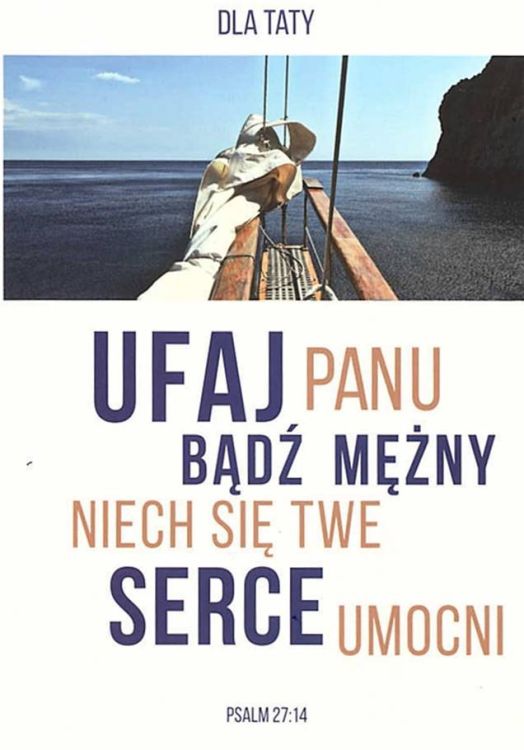 Księgarnia religijna sklep chrześcijański | Dla Taty. Ufaj Panu bądź mężny. Niech się twe serce umocni - karnet upominkowy z kopertą
