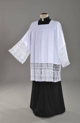 Komża kapłańska rzymska z gipiurą szata liturgiczna bawełna poliester.