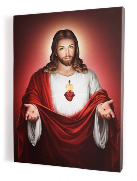 Upominki prezent na święcenia I Komunię Serce Pana Jezusa - obraz na płótnie canvas 30x40