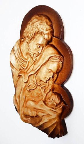 Sklep płaskorzeźby drewniane - Płaskorzeźba drewniana Święta Rodzina 59A/W