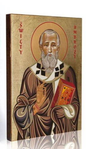 Księgarnia religijna upominki religijne dewocjonalia kubara: Ikona święty Ambroży 17 x 23