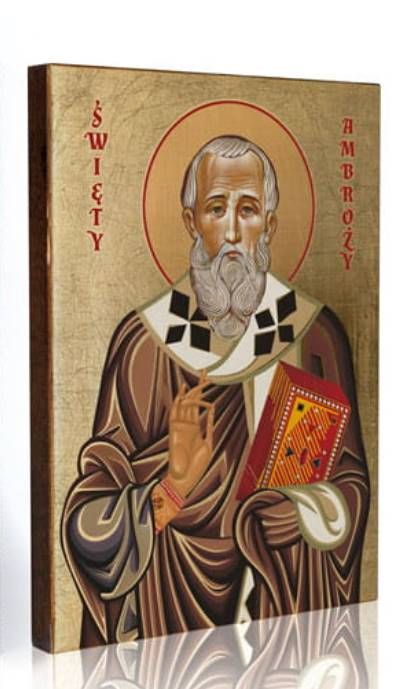 Księgarnia religijna upominki religijne dewocjonalia kubara: Ikona święty Ambroży 17 x 23