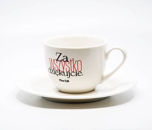 Sklep chrześcijański - Filiżanki do espresso 2 sztuki "Za wszystko dziękujcie"
