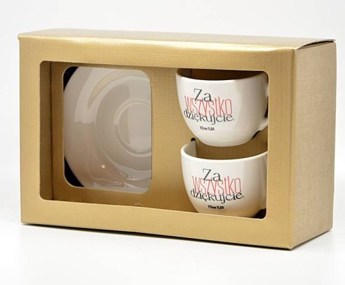 Sklep chrześcijański - Filiżanki do espresso 2 sztuki "Za wszystko dziękujcie"