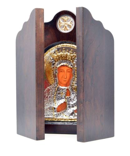 Srebrna ikona grecka Matka Boża Częstochowska tryptyk sklep chrześcijański