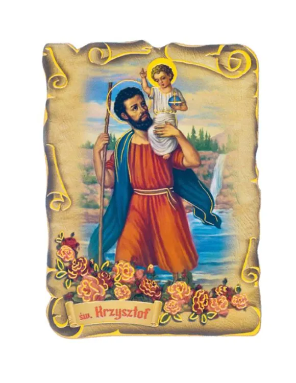 Księgarnia religijna sklep z dewocjonaliami: Magnes z nadrukiem religijnym - Święty Krzysztof