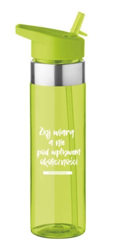 Sklep chrześcijański - Bidon ze słomką "Żyj wiarą a nie pod wpływem okoliczności" 650ml TR03