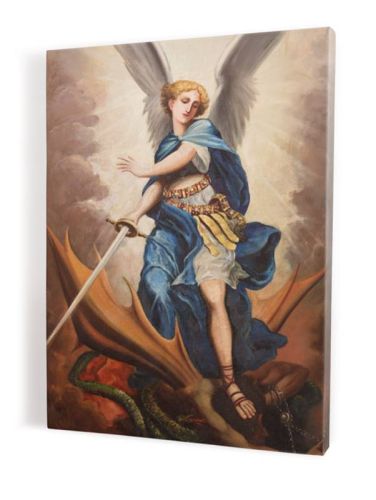 sklep z dewocjonaliami - upominki religijne - Święty Michał Archanioł - obraz na płótnie canvas 30x40