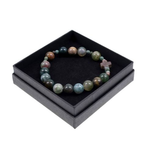 Bransoletka różaniec z agatu - kamień naturalny BC1953 księgarnia religijna