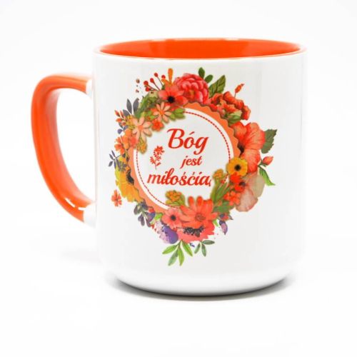 Sklep chrześcijański - prezenty dla osób wierzących: Kubek religijny na prezent "Bóg jest miłością"