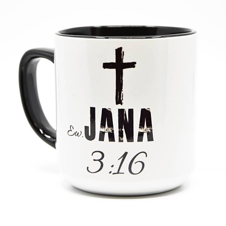 sklep chrześcijański gadżety religijne - Kubek z biblijnym cytatem "Tak bowiem Bóg umiłował świat ..."