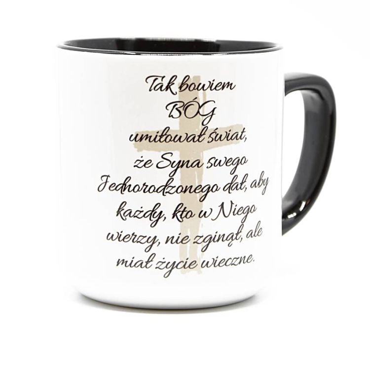 sklep chrześcijański gadżety religijne - Kubek z biblijnym cytatem "Tak bowiem Bóg umiłował świat ..."