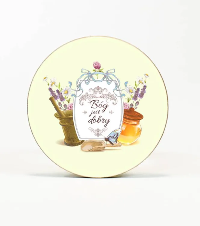 Chrześcijański sklep: Magnes na lodówkę "Bóg jest dobry" okrągły