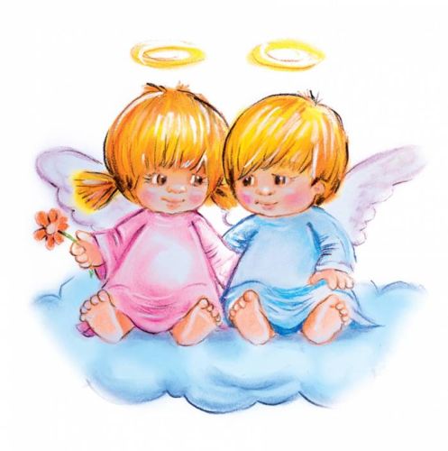 Księgarnia religijna naklejki - Naklejka Aniołki na chmurce (10 sztuk zestaw)