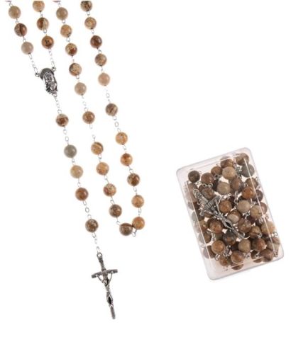 Różaniec z jaspisu kamień naturalny R694 - eleganckie wytrzymałe różańce.