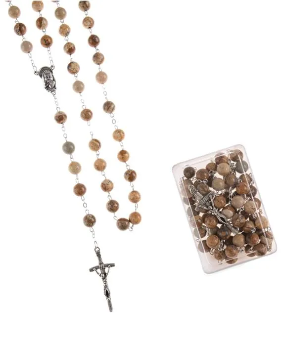 Różaniec z jaspisu kamień naturalny R694 - eleganckie wytrzymałe różańce.