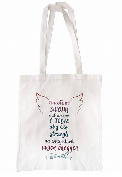 Księgarnia religijna - sklep: Bawełniana torba eco na zakupy "Aniołom swoim dał rozkaz"