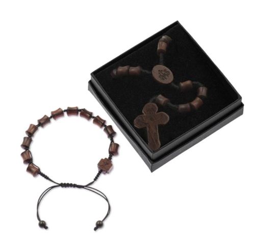 Księgarnia religijna: ZESTAW: drewniany różaniec + bransoletka z drzewa MUKULA S1357 dewocjonalia