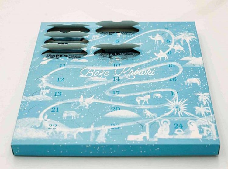 Boże Krówki - KALENDARZ ADWENTOWY cukierki z cytatami kardynała Wyszyńskiego 370g sklep Boże Krówki