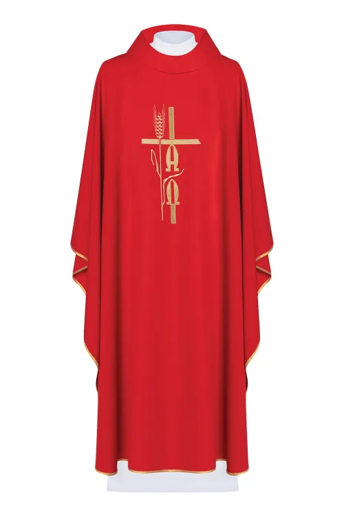 Ornat czerwony haftowany ALFA OMEGA KOR/013 księgarnia religijna sklep