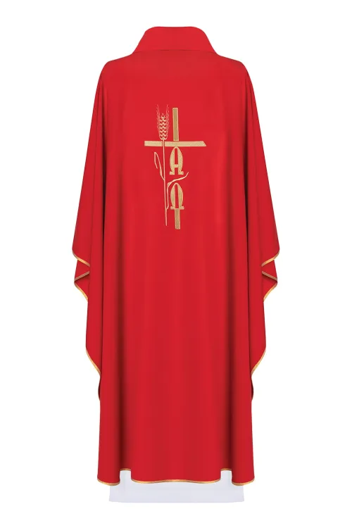 Ornat czerwony haftowany ALFA OMEGA KOR/013 księgarnia religijna sklep