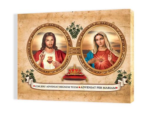 Serce Jezusa i Maryi - obraz na płótnie canvas 60 x 40 księgarnia religijna
