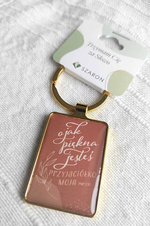 Brelok metalowy złoty - O jak piękna jesteś przyjaciółko księgarnia religijna